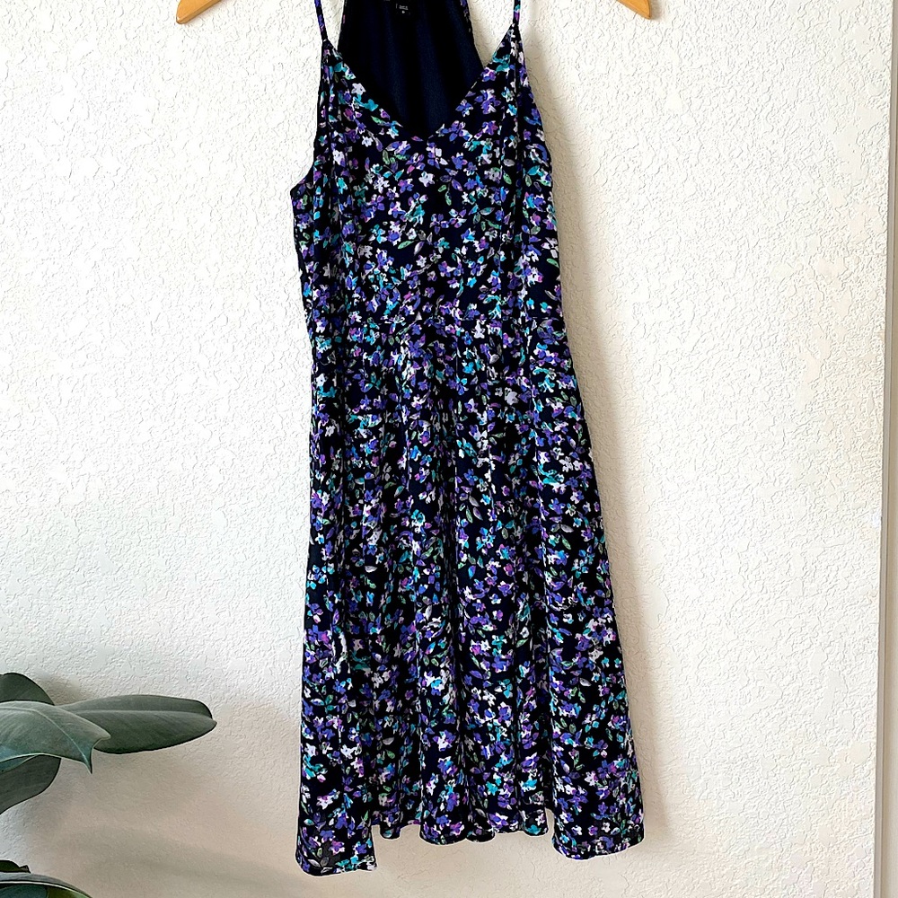 Express Black and Purple Floral Skater Dress